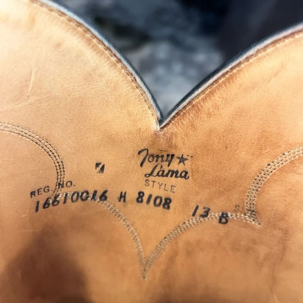 Tony Lama Black Leather Men's Boots - Picture 4 of 4